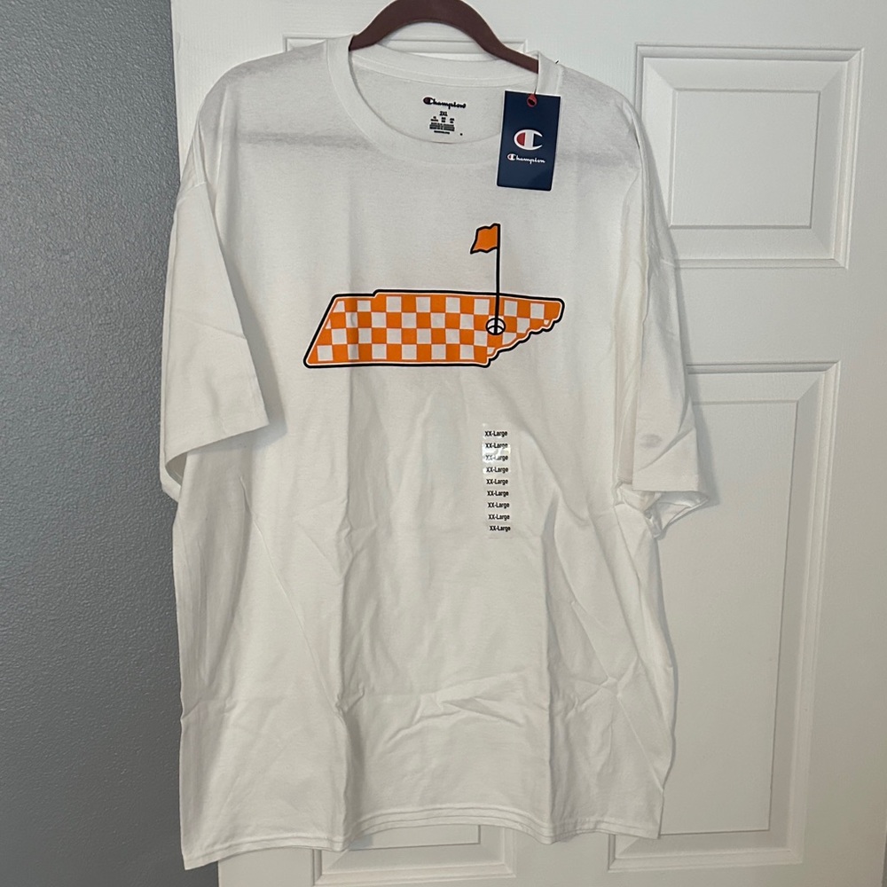 Champion Tennessee White Short-Sleeve Tee with Orange Checker Golf Graphic
